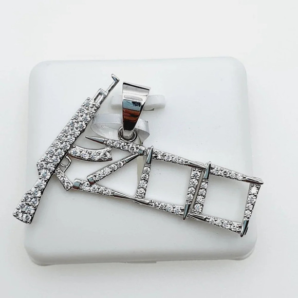 "925 Sterling Silver Plated CZ Pendant, INUS1BR005 - Picture 5 of 10